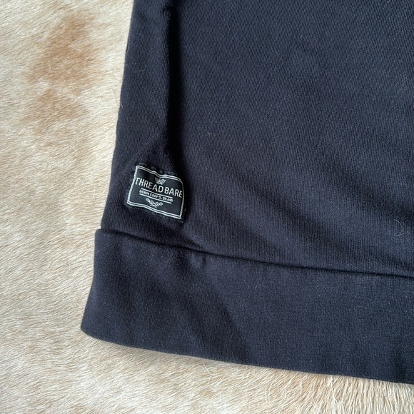 Threadbare Denim SKULL Embroidered Applique Black Pullover SWEATSHIRT - Picture 4 of 8